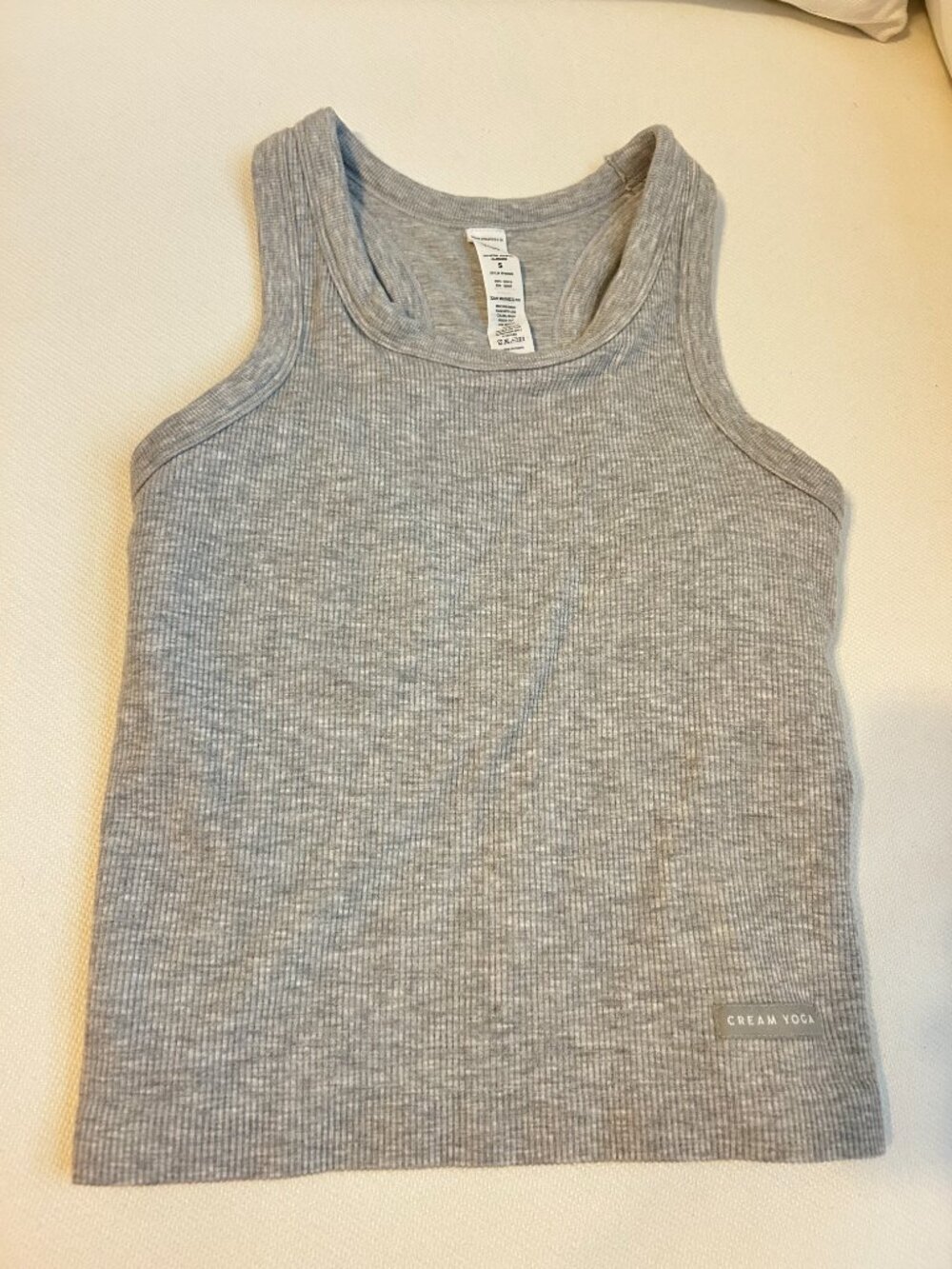Cream Yoga Size Small High-Neck Tank Bra Heather Gray